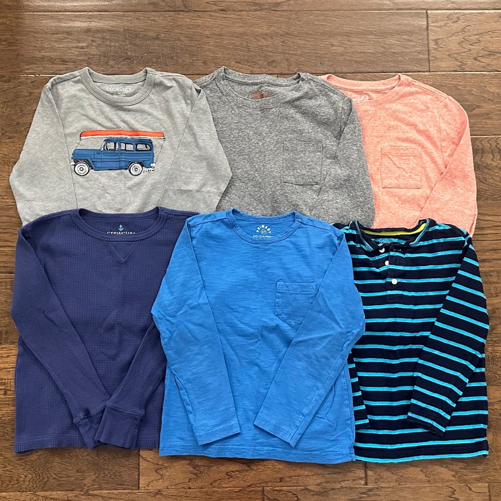 Lot of Boys Long Sleeve T-Shirts Size S (6/7) Crewcuts, Primary, Cat & Jack